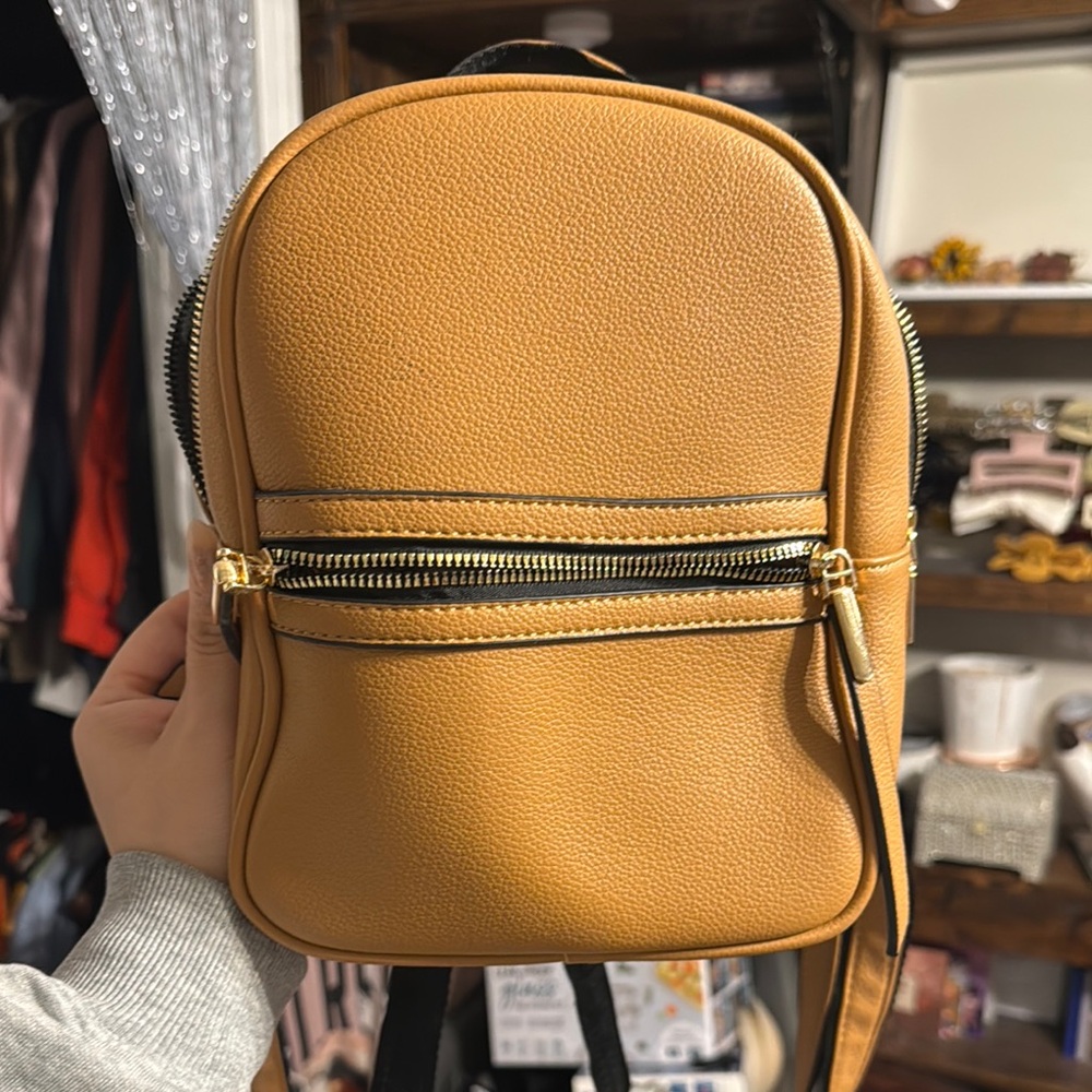 Tan Leather Mini Backpack